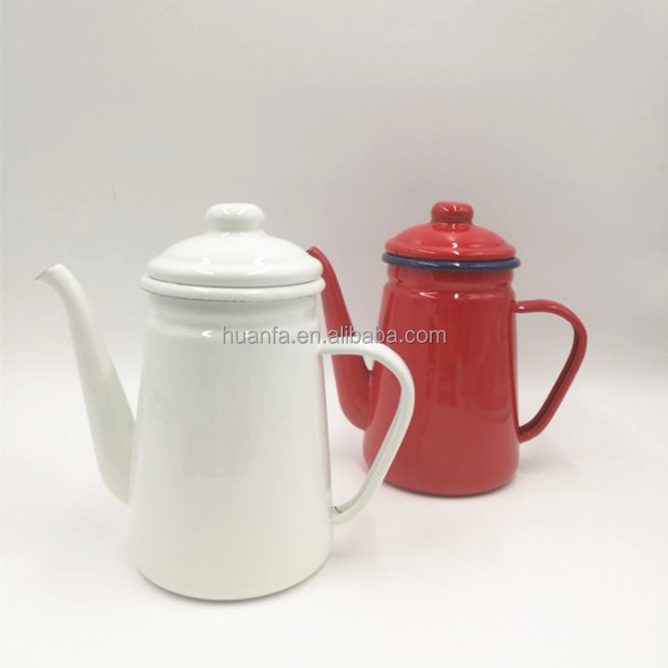 Japan Design Tableware Red And White Color Enamel Coffee Kettle/Oil Kettle/Coffee Pot