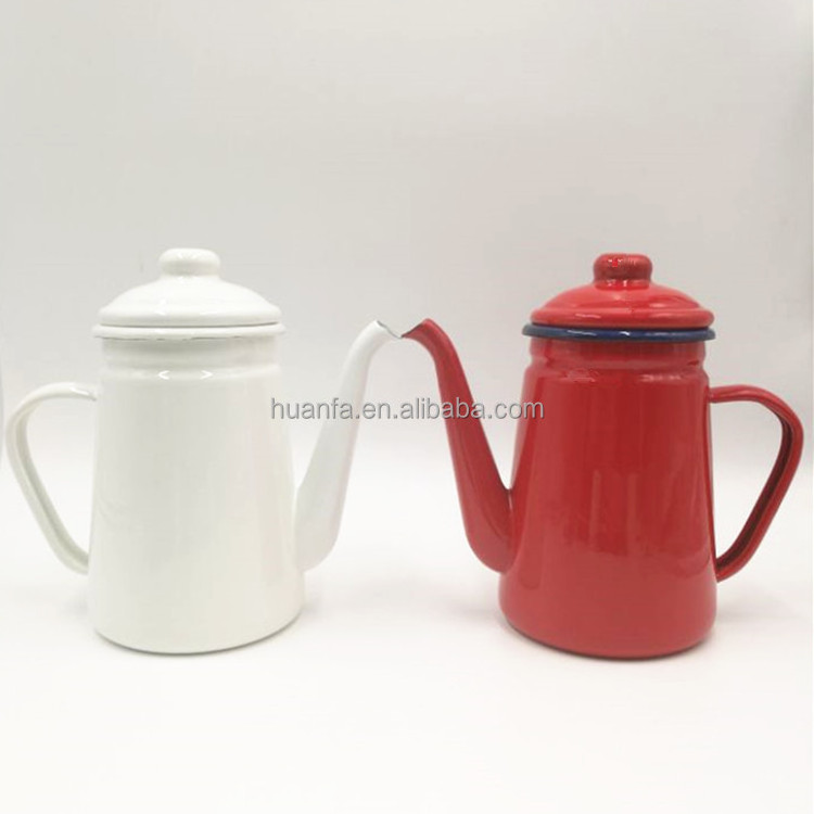 Japan Design Tableware Red And White Color Enamel Coffee Kettle/Oil Kettle/Coffee Pot