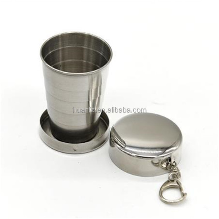 High quality portable & foldable stainless steel collapsible Metal Shot Glass beer cup /small travel mug 75ml 150ml 240ml