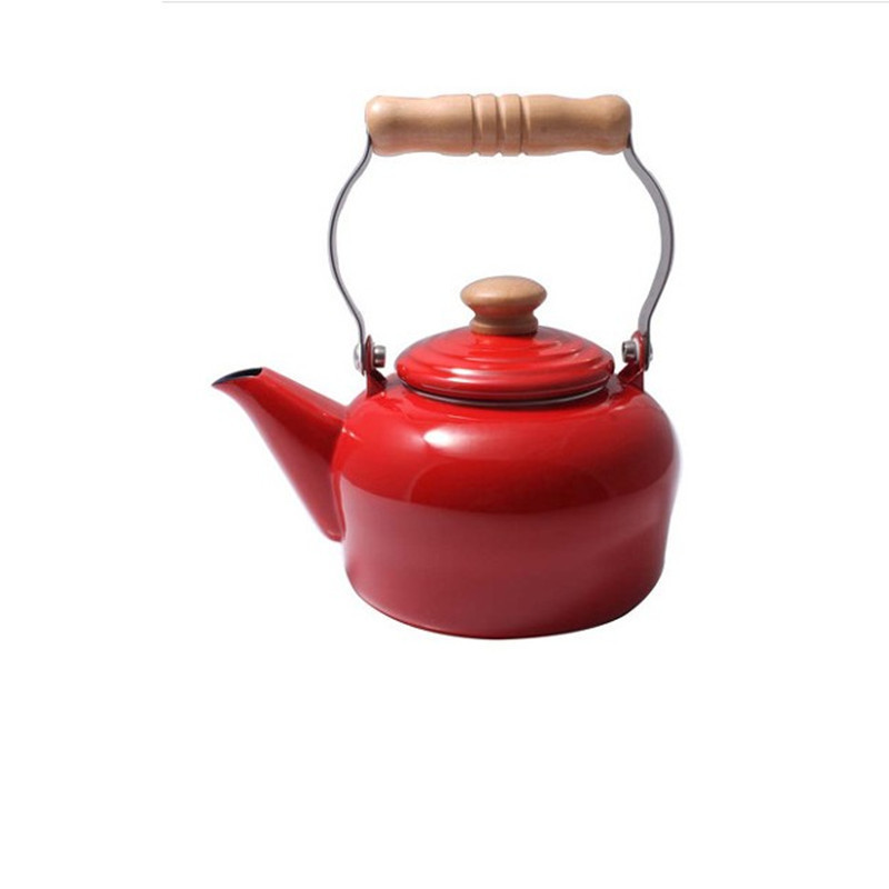 Hot Sell Outdoor enamel burning kettle Coffee Pot Camping Open Kettle 1.5L portable wilderness camping kettle