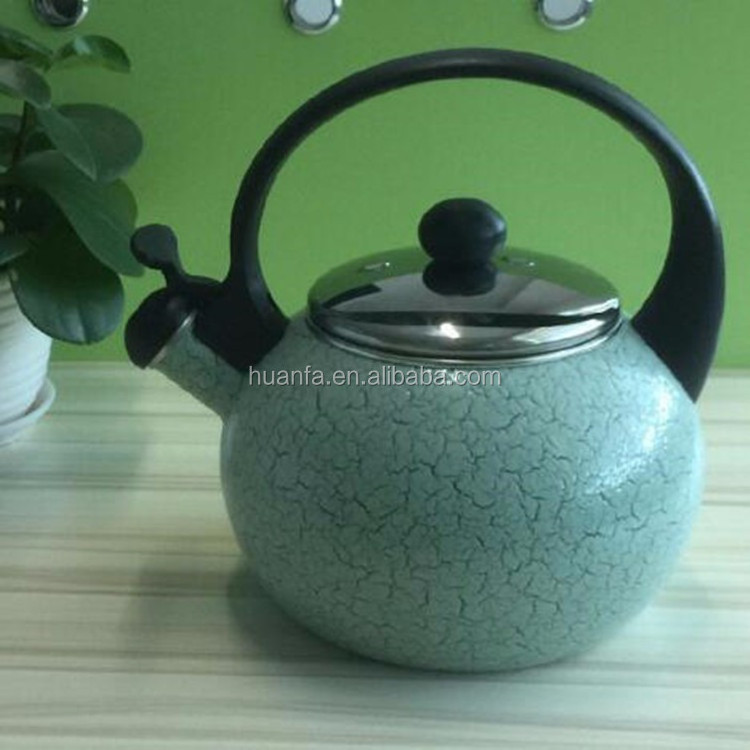 Round Shape 2.2L Boiling Water Kettle Enamel Old-Fashioned Teapot/Enamel Whistling Kettle