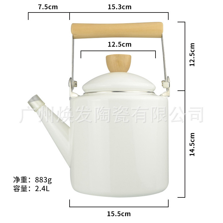 Hot Selling White And Red Design Printed Custom Tea Enamel Camping Kettle 2L