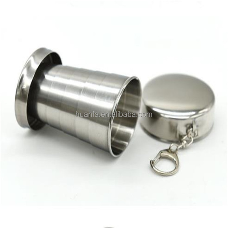 High quality portable & foldable stainless steel collapsible Metal Shot Glass beer cup /small travel mug 75ml 150ml 240ml