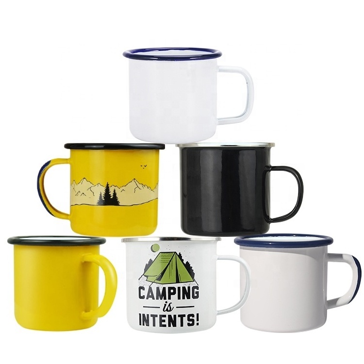 2024 new products for market soft frosted carbon steel metal enamel camping mug Christmas mug