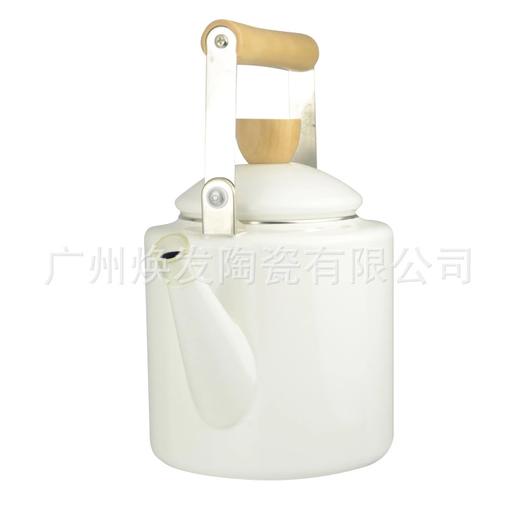 Hot Selling White And Red Design Printed Custom Tea Enamel Camping Kettle 2L