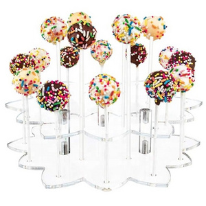 Flower shape cupcake stand transparent acrylic Lollipop Holder for Weddings Birthday Parties Candy Decorative