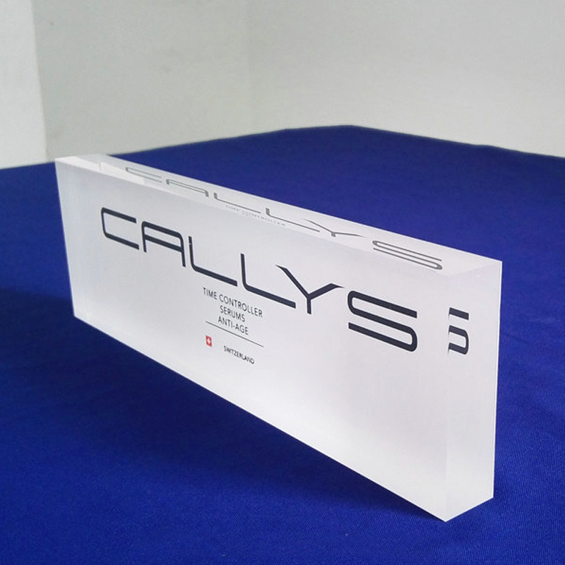 Tabletop Solid Clear Acrylic Logo Block High Quality Lucite Brand Name Blocks for Business