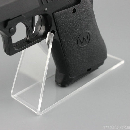 Small Clear Acrylic Pistols Holder Gun Model Showing Revolver Weapon Display Stand Acrylic Gun Display Model Toy Stand