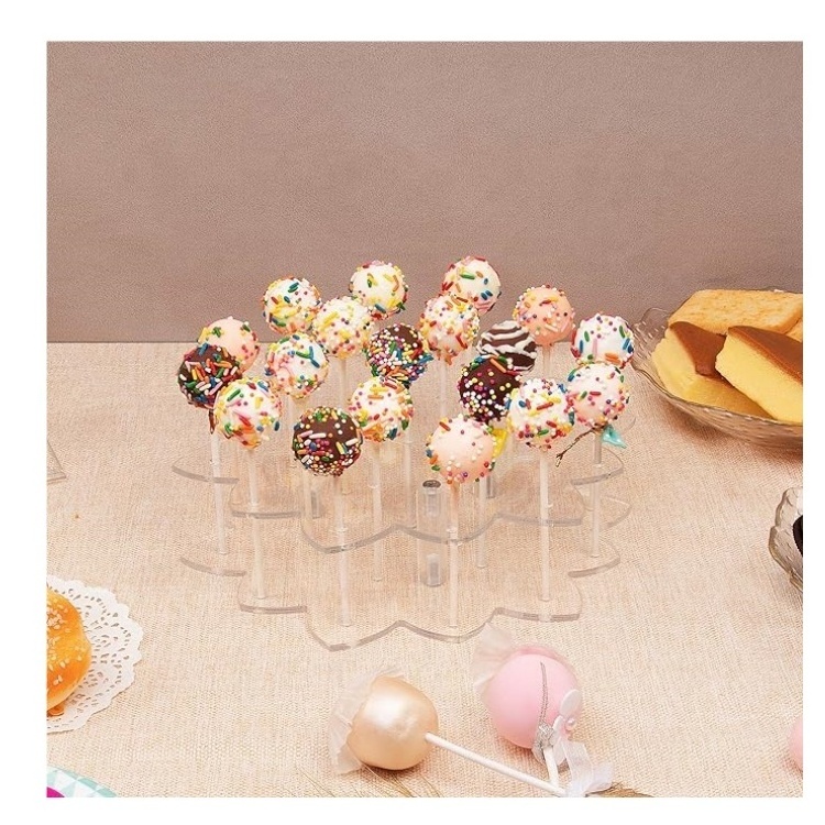 Flower shape cupcake stand transparent acrylic Lollipop Holder for Weddings Birthday Parties Candy Decorative