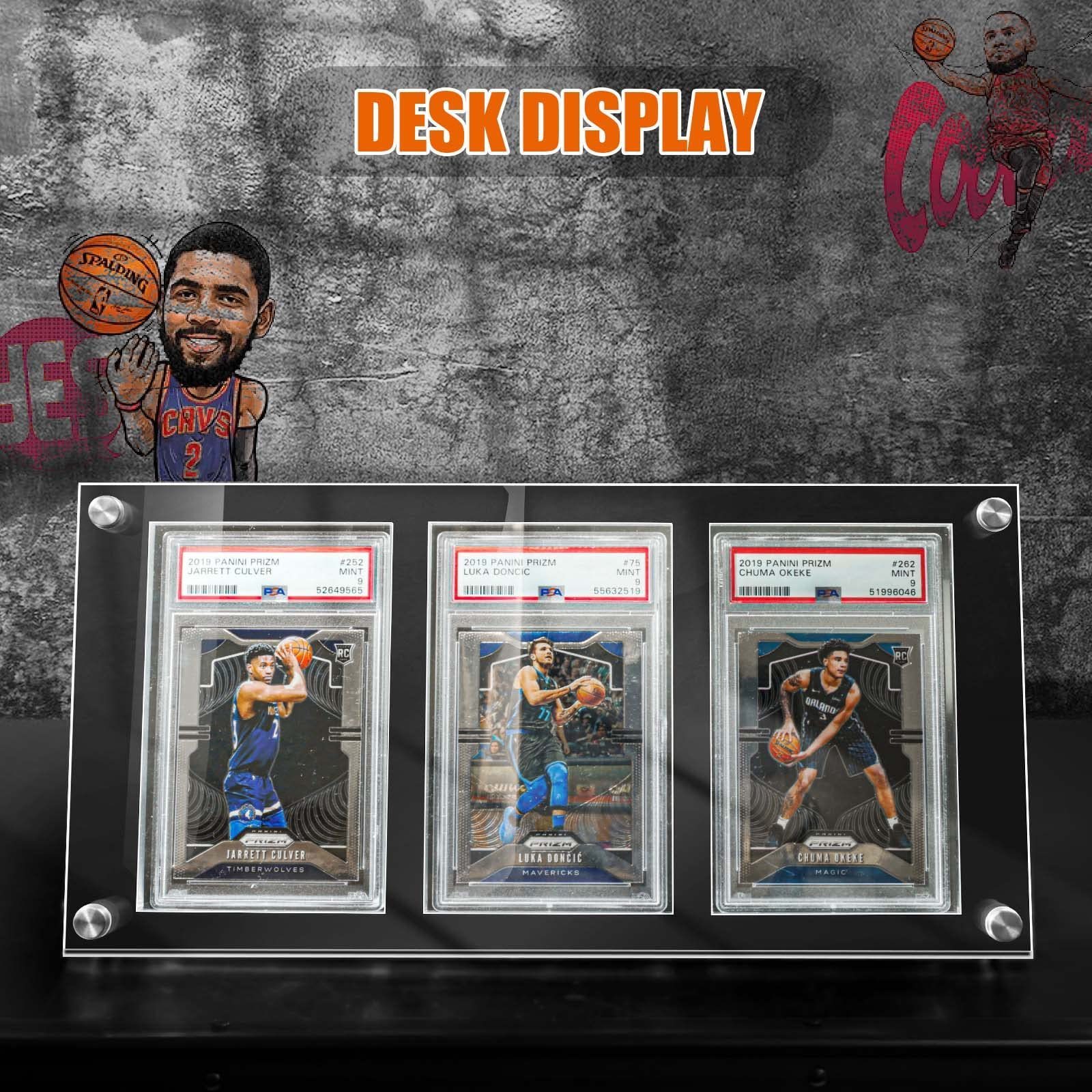 3 Slots Wall Mounted Trading Card Displaying Holder P SA Card Basketball Holder Acrylic Graded Cards Frame