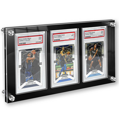 3 Slots Wall Mounted Trading Card Displaying Holder P SA Card Basketball Holder Acrylic Graded Cards Frame