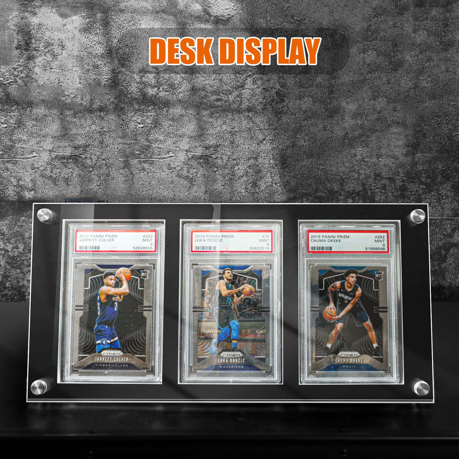 3 Slots Wall Mounted Trading Card Displaying Holder P SA Card Basketball Holder Acrylic Graded Cards Frame