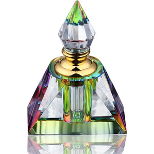 Colorful 3ml  Fancy Oud Perfume Bottle K9 Crystal Pyramid Shape Perfume Glass Bottle With Glass Stick Valentine Gift