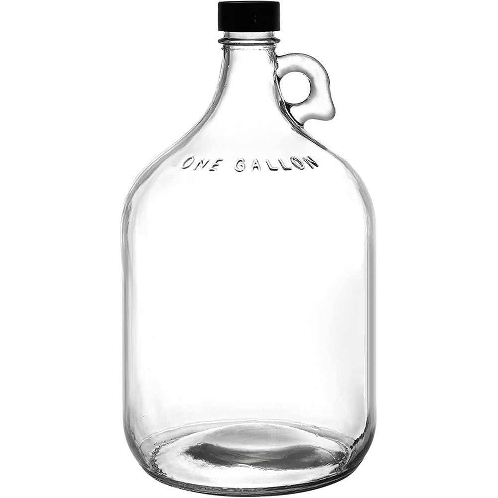 1 Gallon Glass Jugs, 128 OZ Large Fermenting Jug with Seal Lid, Wine Growler Carboy Bottle with Handle for Juice, Milk, Water,