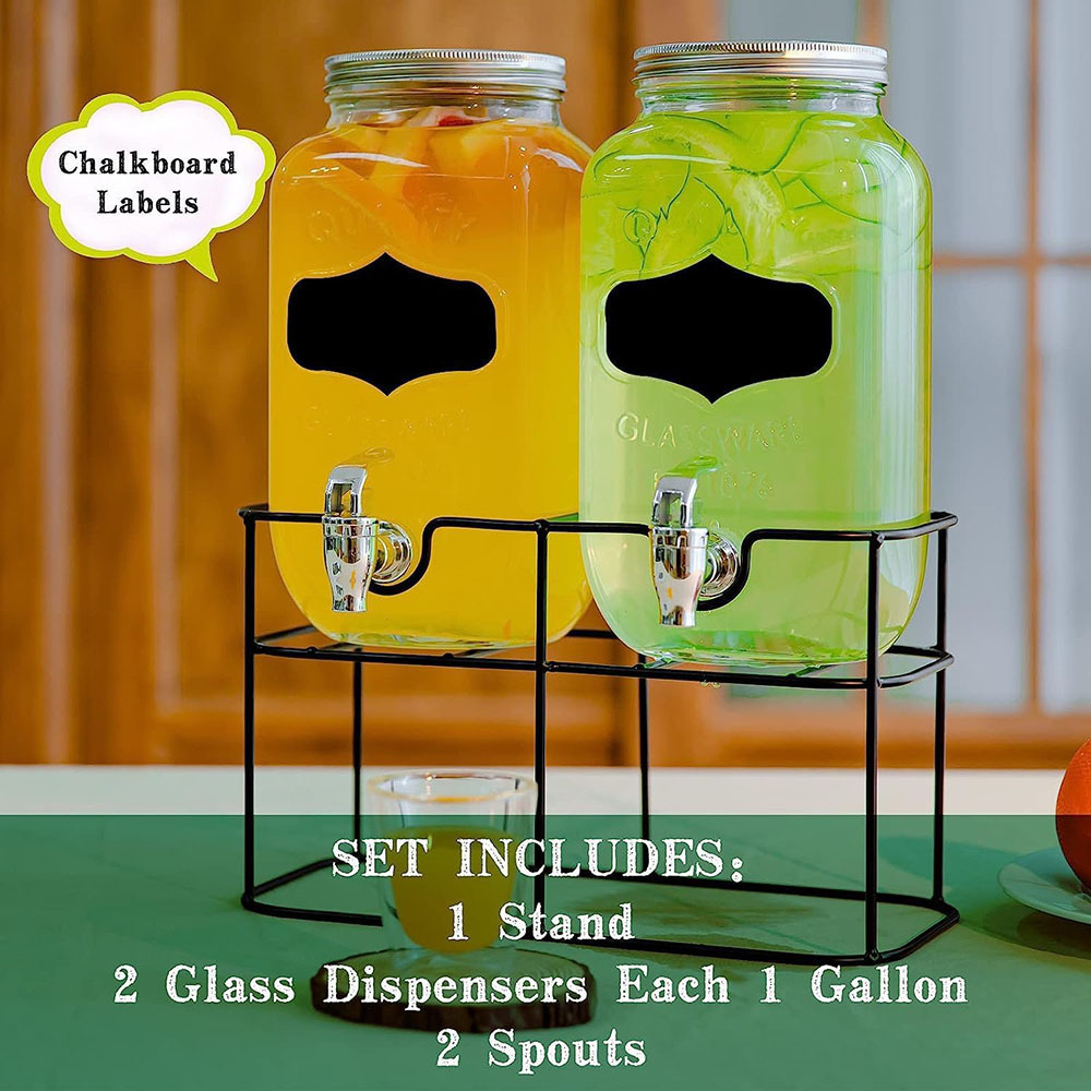 4L 8L Glass Infusion Yorkshire Mason Jar Juice Water Drink Beverage Lemonade Dispenser With Tap  2 Gallon 1Gallon