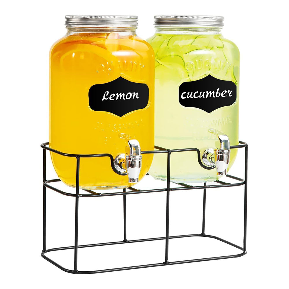 4L 8L Glass Infusion Yorkshire Mason Jar Juice Water Drink Beverage Lemonade Dispenser With Tap  2 Gallon 1Gallon