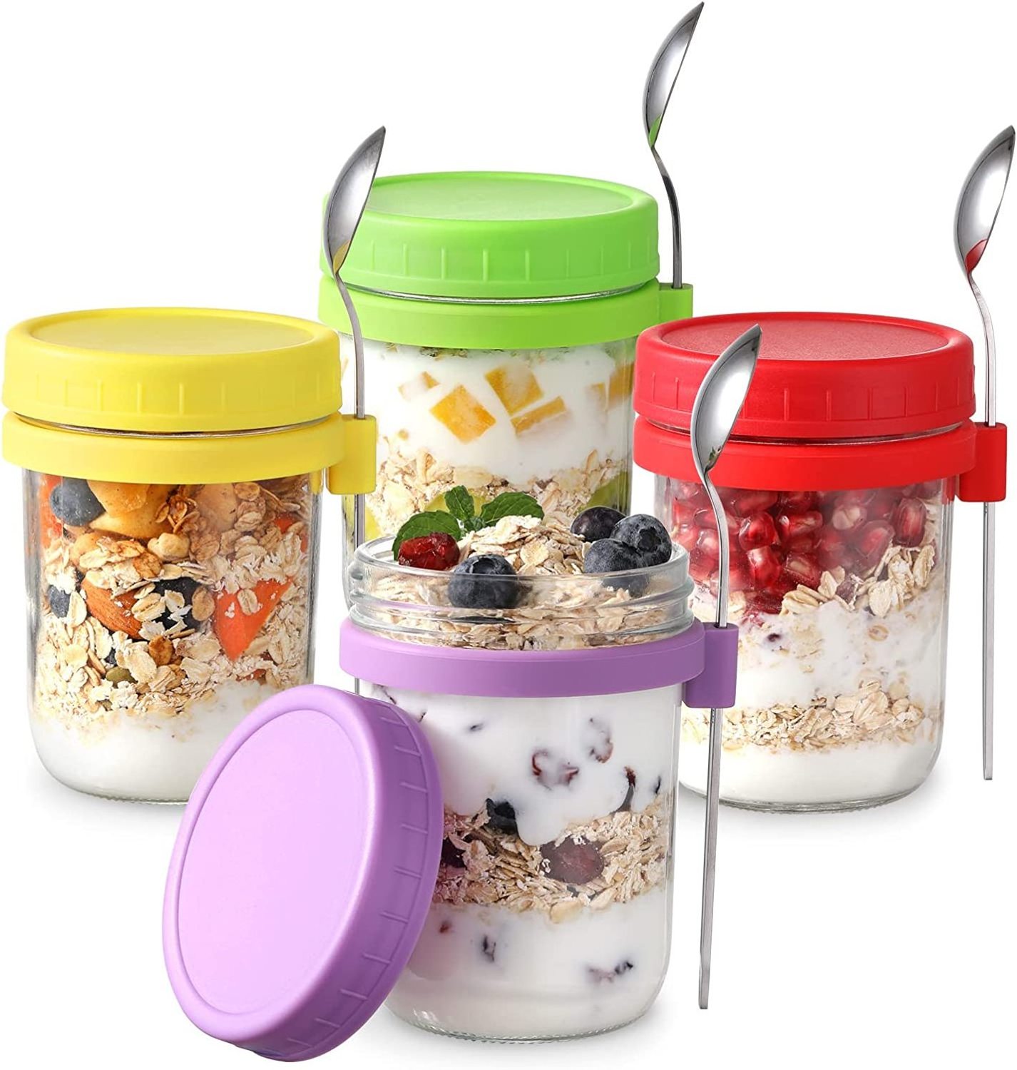 Overnight oatmeal cup 500ml breakfast cup portable glass salad jar airtight overnight yogurt cup oatmeal container