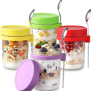 Overnight oatmeal cup 500ml breakfast cup portable glass salad jar airtight overnight yogurt cup oatmeal container