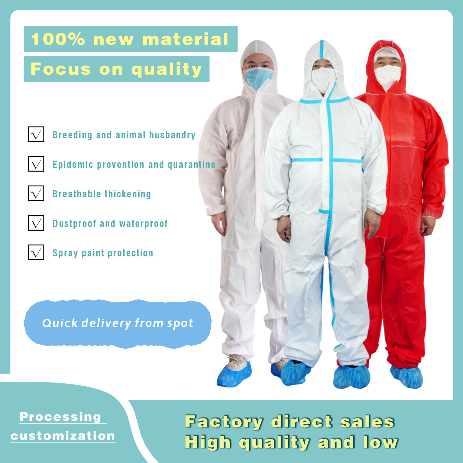 customization Disposable Safety Workwear Waterproof Polypropylene Safety Protective Type 5 6 Coverall With High Material