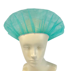 Disposable non-woven green  bouffant caps for laboratory use in hospital factories, directly sold by manufacturers