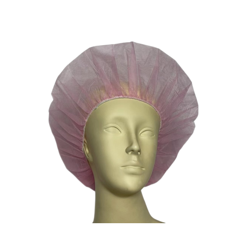 Disposable non-woven pink bouffant caps for laboratory use in hospital factories, directly sold by manufacturers