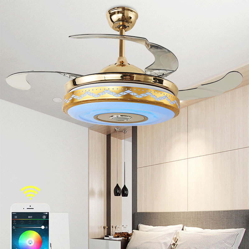 China OEM invisible blade living room decorative enclosed ceiling fans light lamp