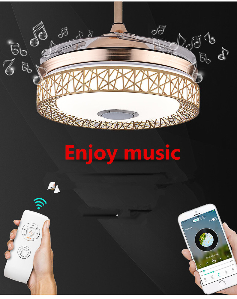 2020 New productsFan lamp ceiling lamp invisible with lamp integrated speaker sound Music Restaurant living room  fan light