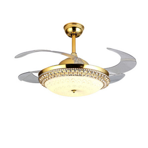 Ceiling Fan Light Invisible Fan Blades Ceiling Light Fixture with 36-watt LED Panel for Kitchen, Dining   Room, Living Room,Gold