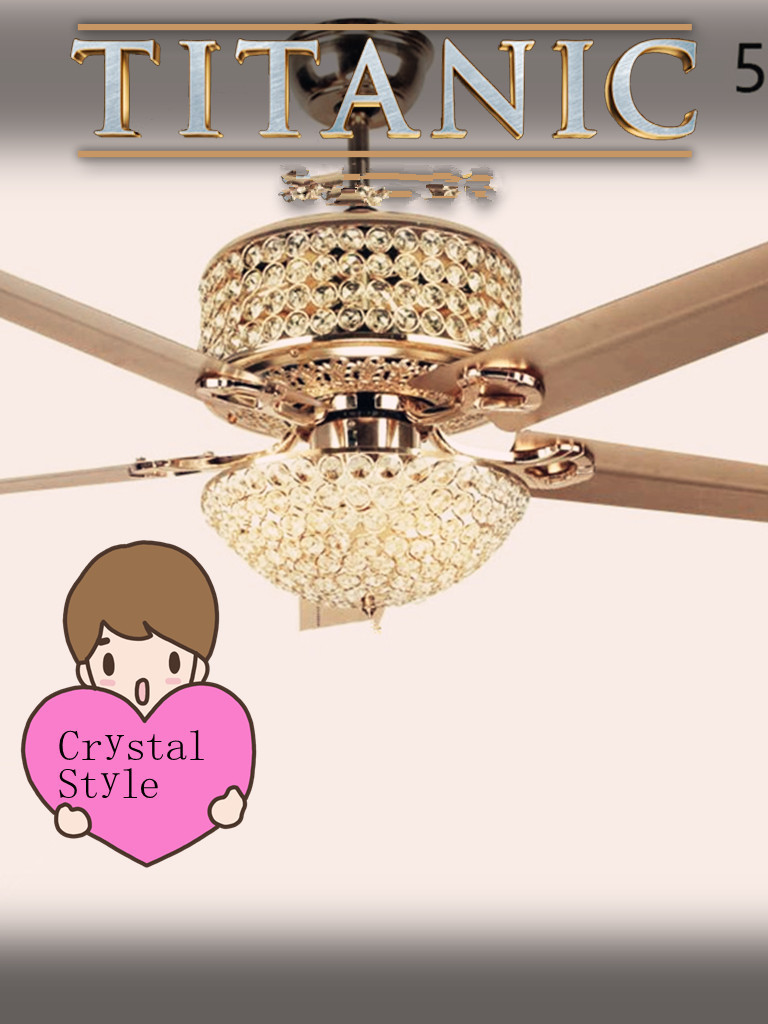 52 Silver Crystal Invisible Ceiling Fan Light with Remote Control 3 Color Changes LED Chandelier Fan Lamp