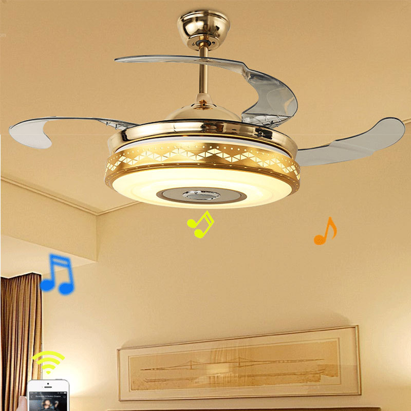 China OEM invisible blade living room decorative enclosed ceiling fans light lamp