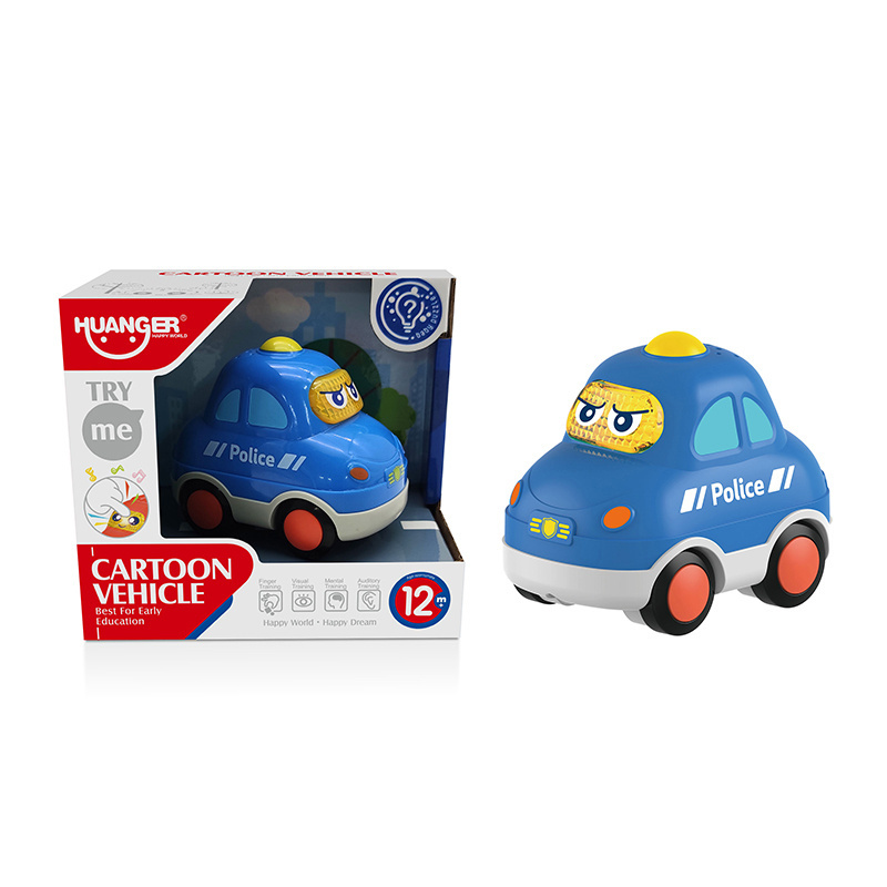 HUANGER free wheel  plastic police  toys car for baby and children with music and light