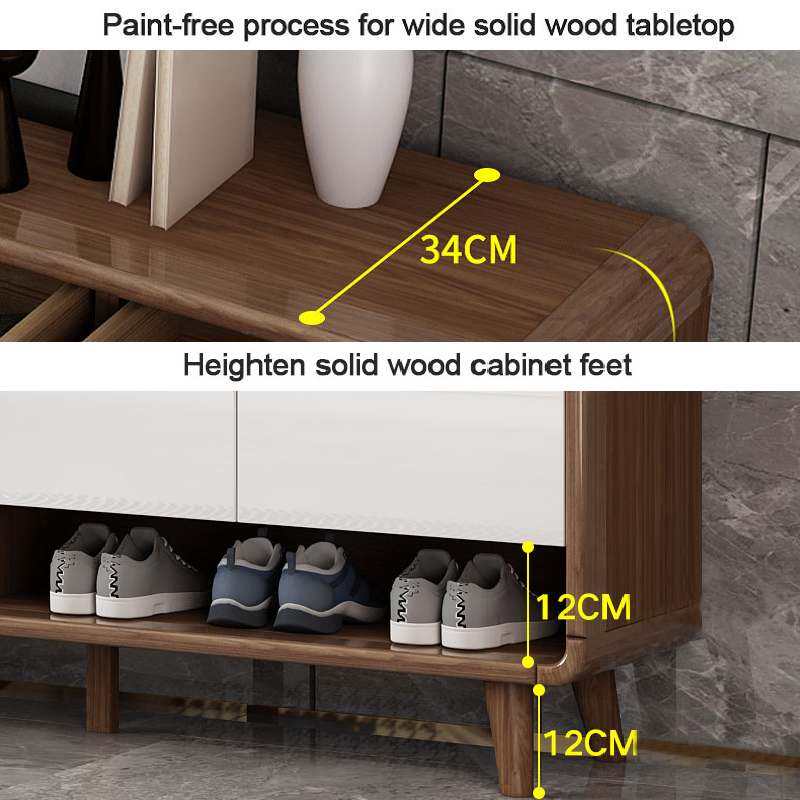 Modern light luxury shoe storage cabinet multifunctional solid wood shoe rack living room shoe rack with door cabinet