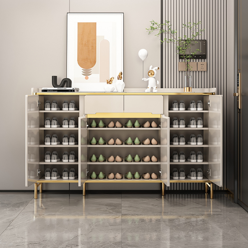 Luxury Large Shoes Storage Rack Cabinet With Drawer Modern Wooden Mdf Design Furniture For Entryways