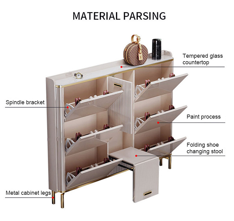 Stool wooden modern furniture entryways luxury thin custom tipping bucket shoes rack cabinet