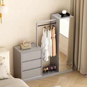 Modern Grey Living Room Furniture Coat Rack With Drawers And Mirror Hallstand Clothes Tree Factory