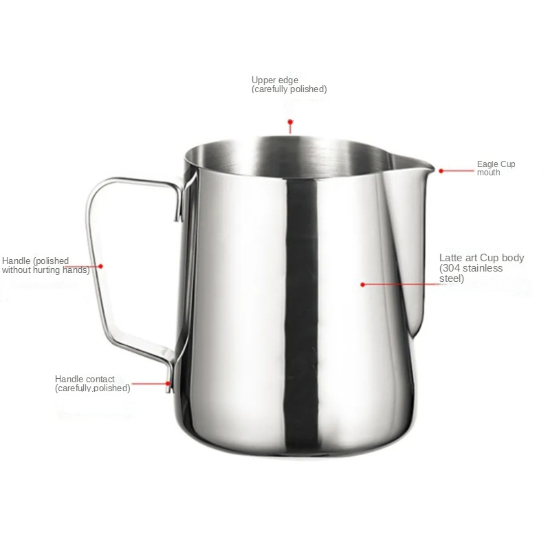 304 Stainless Steel Pointed Mouth Pitcher Milk Tea Bubble Pot Cup Fancy Milk Frother Hotel Coffee Garland Tool