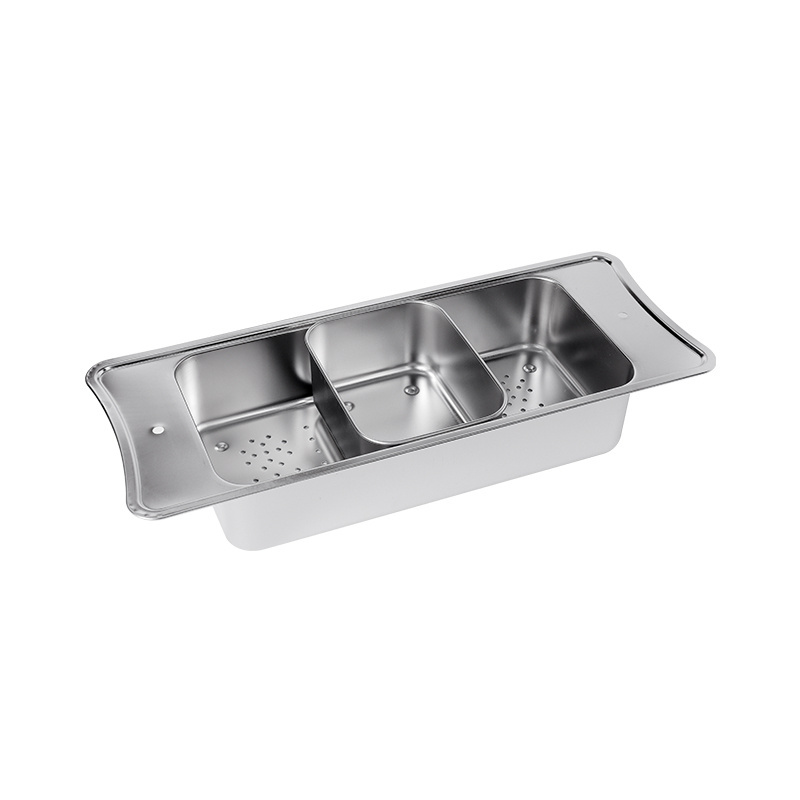 Multifunction enlarge stainless steel kitchen deep shallow perforated vegetable fruit tomato potato washing sink drain basket