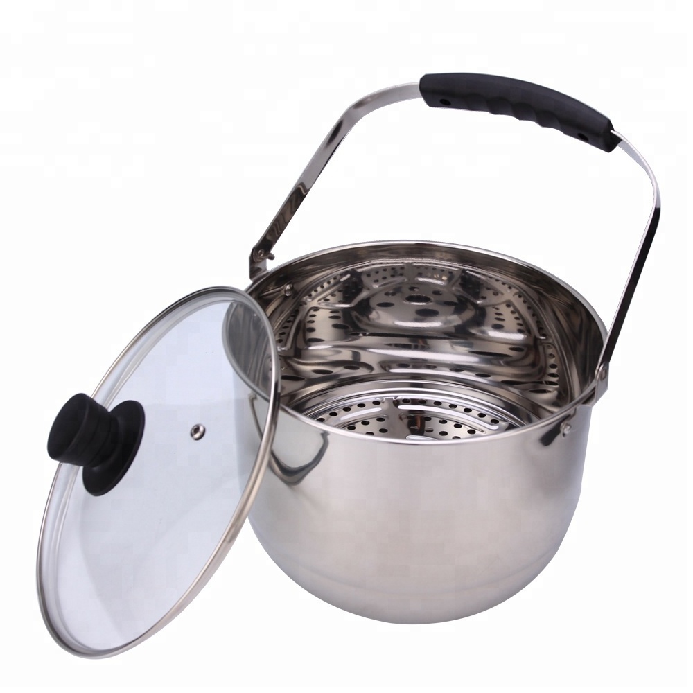 Korean food stainless steel steamer bucket 24cm stainless steel pot steamers basket for cooking