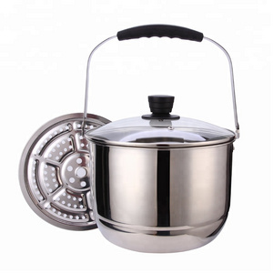 Korean food stainless steel steamer bucket 24cm stainless steel pot steamers basket for cooking