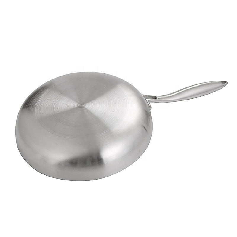 Non stick pans cookware tri ply fry stainless steel pan with solid handle