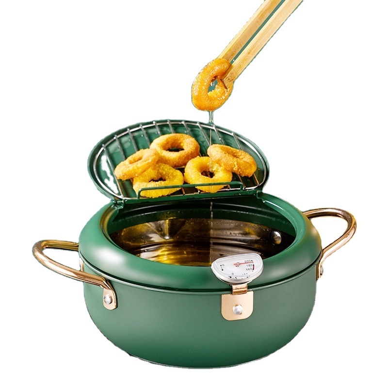 Elegant kitchen fryer pot japeneae style tempura deep frying pot two material choose