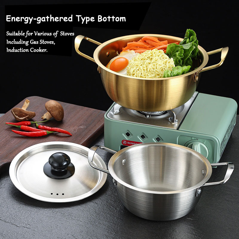 Korean stainless steel ramen instant noodle small boiling soup pot for induction cooker cooking