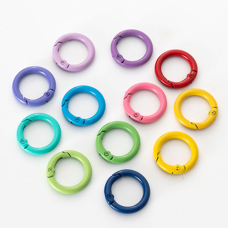 Colorful Plated Round Locking Carabiner Snap Clips Carabiner Round O Rings