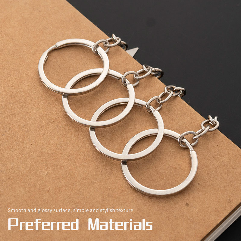 Wholesale Nickel Free Metal keychain 25mm Flat Key Ring Glossy Round Ring Keychain for DIY Jewelry Accessory