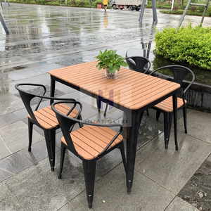 Metal Tables and Chairs Modern Restaurant Cafeteria Outdoor Iron Antique Dining Table Set Powder Coating Restaurant Furniture