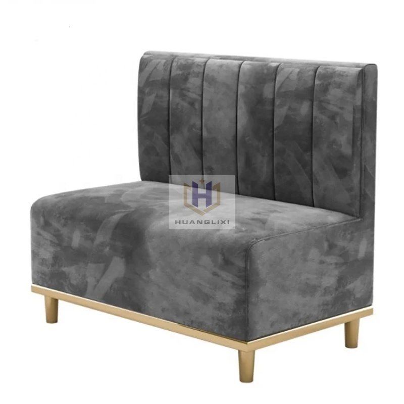 Custom  velvet luxury modern gold leg bar sofa  booths seating round tables and chairs restaurant furniture booth seating sets