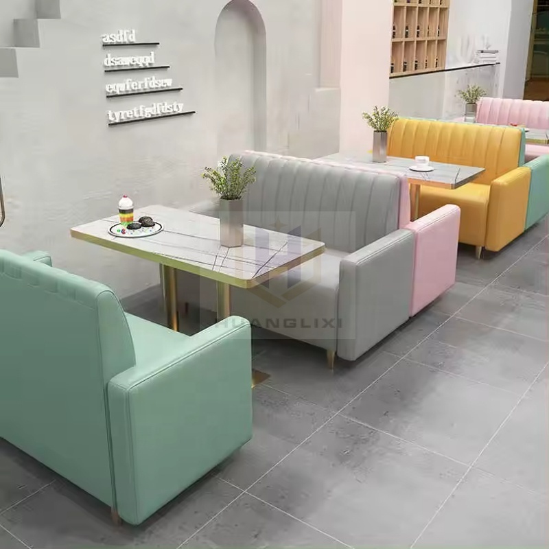 Hot selling restaurant booth seat retro backrest sofa sets cafe bench seating colorful restaurant furniture for sale