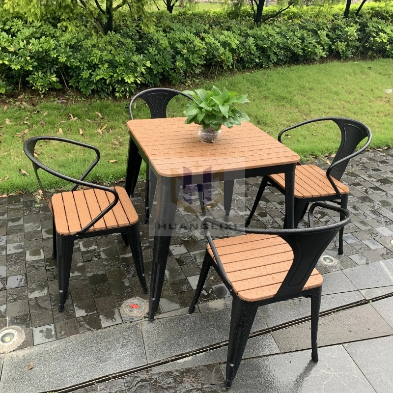 Metal Tables and Chairs Modern Restaurant Cafeteria Outdoor Iron Antique Dining Table Set Powder Coating Restaurant Furniture