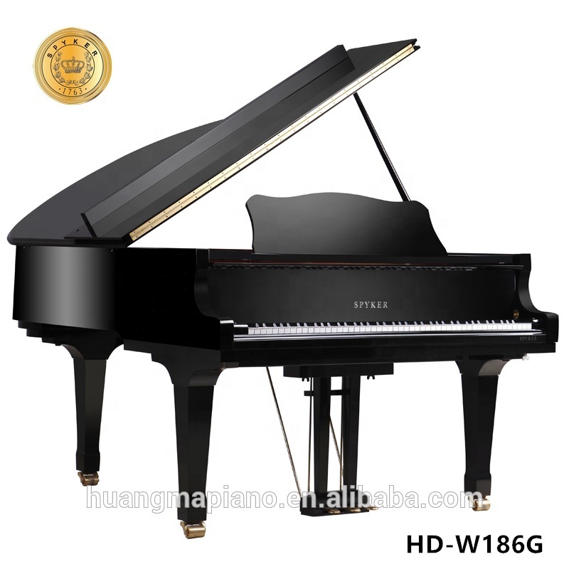 SPYKER HD-W186G Giant Grand Piano Acoustic, Black Polish Concert for hotel Bar Bookstore