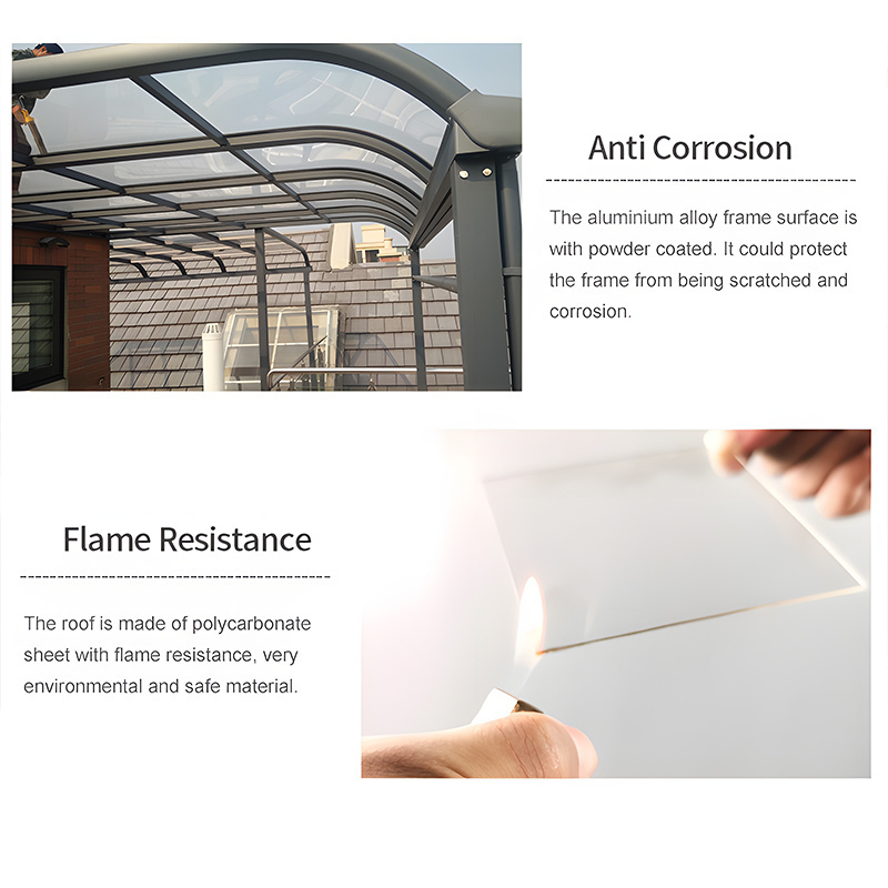 Professional Factory High Quality Aluminum Carport Polycarbonate M Shape Carport Shelter Backyard Gazebo